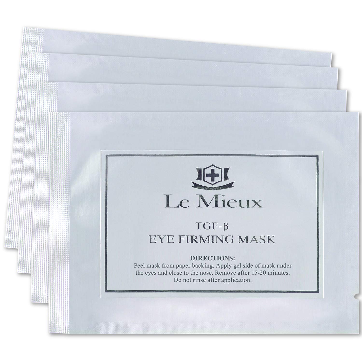 Máscara Reafirmante para Ojos Le Mieux TGF-B - Parches para los Ojos con Suero de Triple Factor de Crecimiento para Líneas Finas de Puffiness Visibles & Ojeras con Algas Rojas y Verdes, Ácido Hialurónico y Péptidos (4 Máscaras)